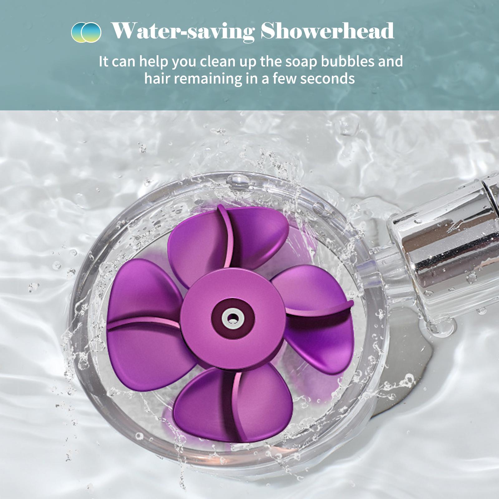 Water Saving High Pressure Showerhead G1/2 360 Degrees Rotating Bathroom Shower Head with Turbo Fan ON/Off Pause Switch