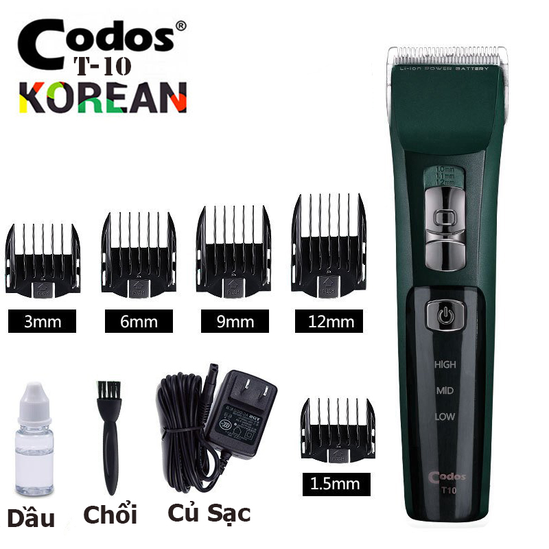 Tông đơ cắt tóc Codos T10 chuyên nghiệp màu xanh đen