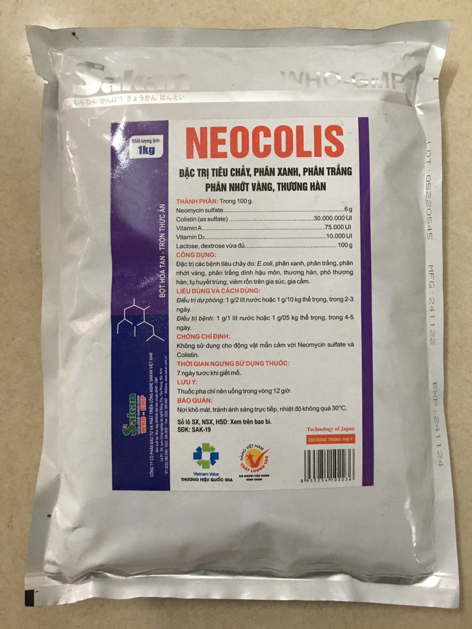 Neocolis (1kg-sakan) dùng cho chó, mèo, gia súc, gia cầm