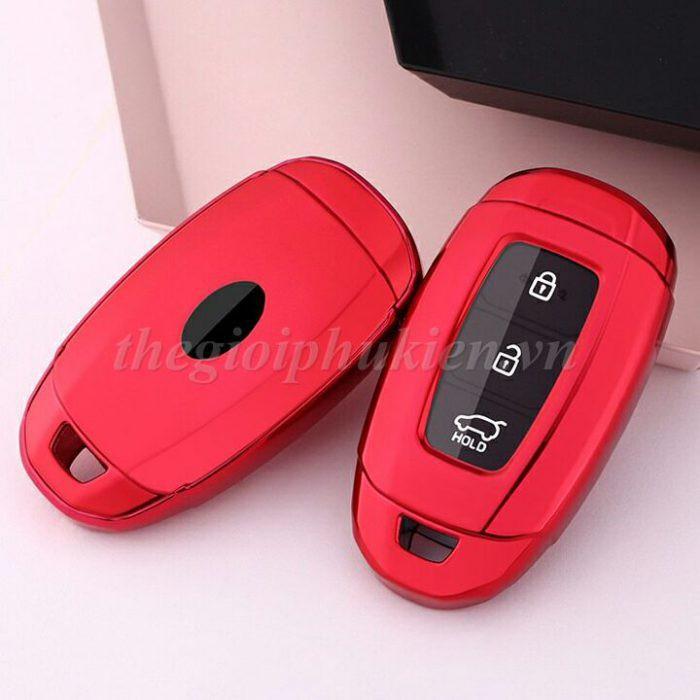 Ốp silicon màu bảo vệ chìa khóa xe Hyundai Accent, Hyundai Kona, Hyundai Santafe 2019 kèm móc đeo INOX