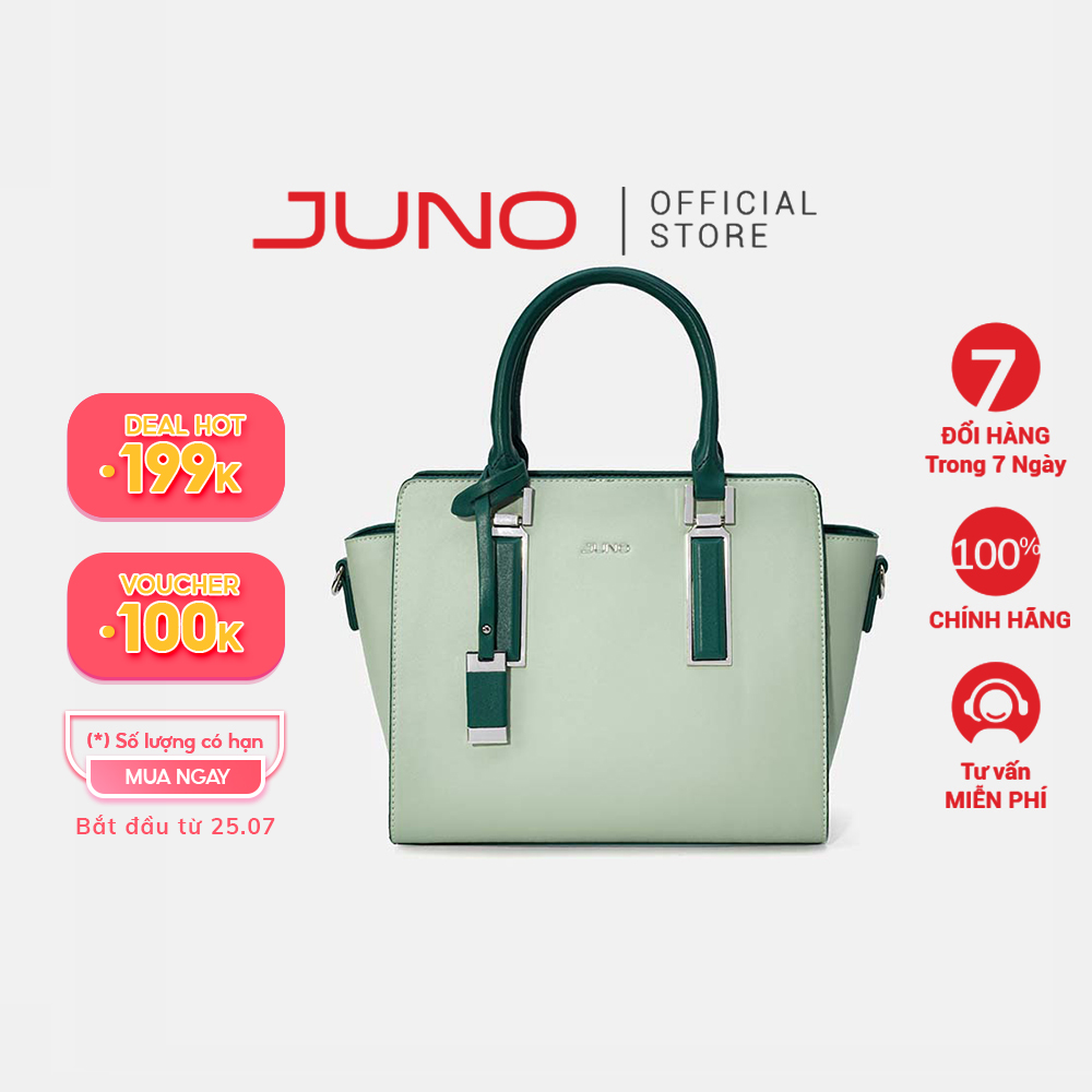 Túi Xách Nữ Thời Trang JUNO Cỡ Trung Tote Charm Trang Trí Phối 2 Màu TXT220