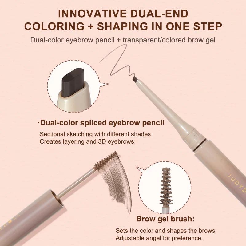 JUDYDOLL Chì kẻ mày 2 đầu Duo Eyebrow Pencil 1 Đầu định hình 1 Đầu kẻ chân mày Lâu trôi  1,3g x 0,06g
