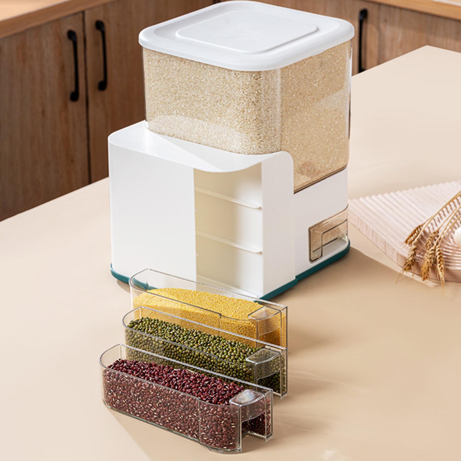 Storage Container Bucket 4Grid Sealed Whole Grain Storage Dispenser Grain