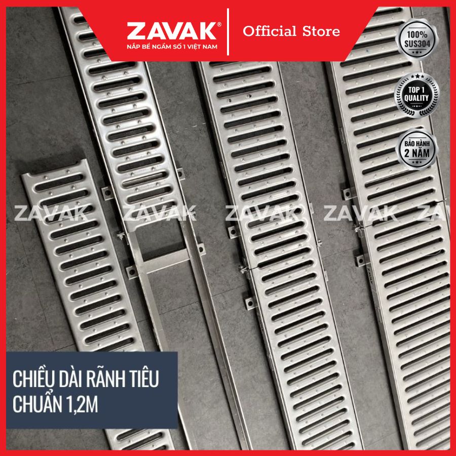 Rãnh Thoát Nước Inox 304 ZAVAK Grating GRT-AX117 inox 304 (modun 1.2m)