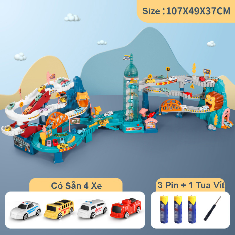 Đồ Chơi Garage bãi đỗ xe Ô TÔ lắp ráp LionRock Sở Thú Sử Tử 3 Tầng Cao Cấp, Đô Chơi Giáo Dục Cho Bé