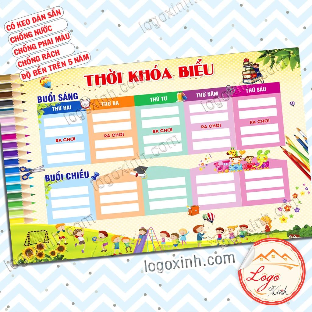 Thời Khóa Biểu Dành Cho Bé Học Lớp Mầm Non, Dạng Decal Dán Trực Tiếp Có Keo Sẵn, Thời Khóa Biểu Môn Học Mẫu Giáo