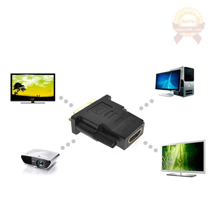 Đầu chuyển đổi DVI sang HDMI mạ vàng cao cấp - DVI 24+1 hỗ trợ Full HD 1080