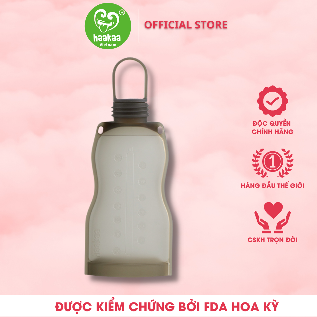 Túi trữ sữa, thức ăn dặm silicone Haakaa. Chất liệu cao cấp, an toàn. Không chứa BPA, PVC và phthalate. Dung tích 260ml