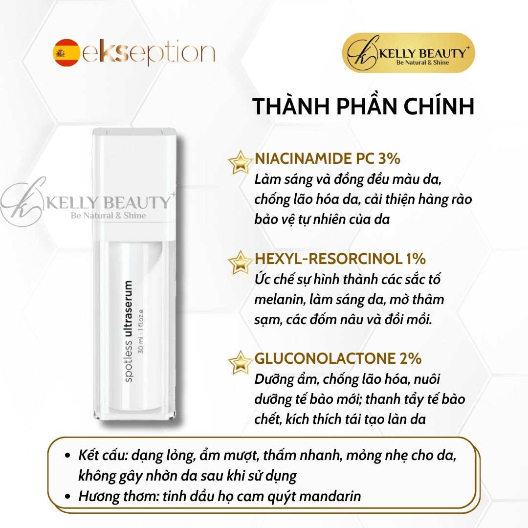 Ekseption Spotless Ultraserum - Tinh Chất Sáng Da, Mờ Thâm Sạm Nám; Tươi Trẻ Làn Da - Kelly Beauty