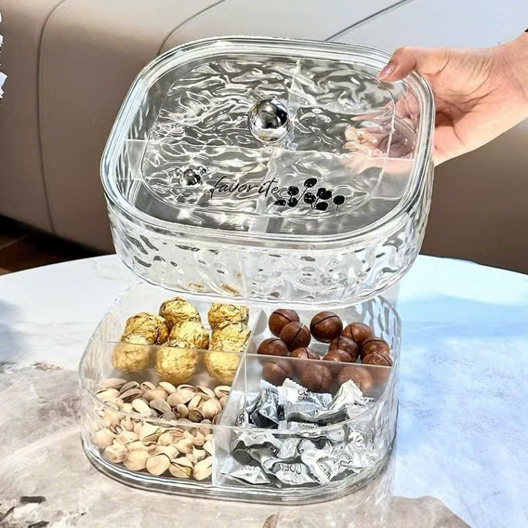 Khay Mứt Đựng Bánh Kẹo Tết Cao Cấp Acrylic Trong Suốt – Hộp Mứt Trái Cây Khô, Hạt, Kẹo Trang Trí Phòng Khách Sang Trọng - HÀNG CHÍNH HÃNG MINIIN