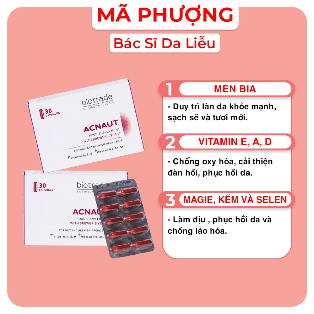 Viên uống giảm mụn đẹp da chống lão hoá Biotrade Acnaut Food Supplement