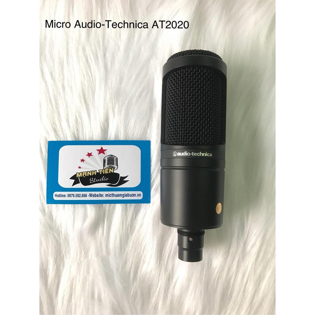 Micro thu âm Audio technica AT2020 + nguồn 48v + canon 2m + xlr 3.5 sang trọng, cao cấp hát karaoke live stream