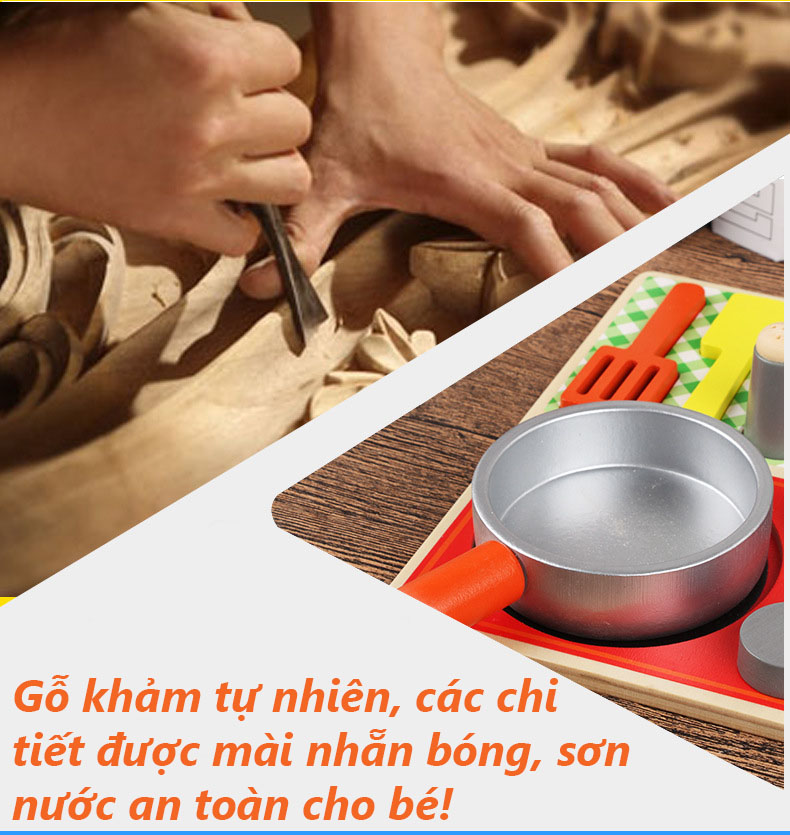 Đồ chơi bếp - Bếp gỗ thời trang cho bé