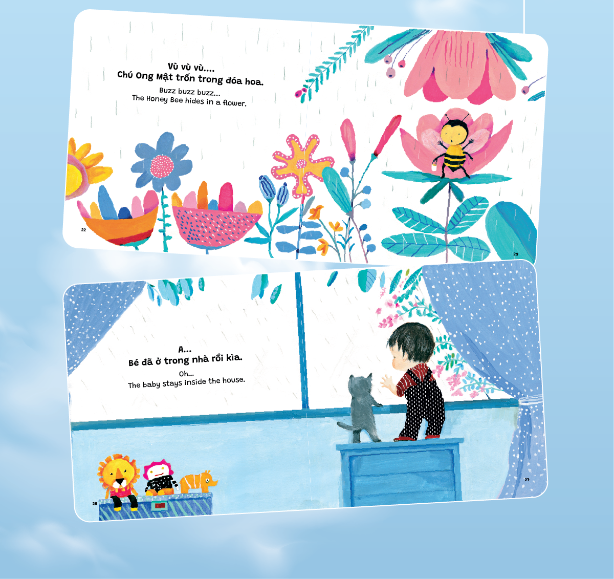 Picture Books Song Ngữ - Trời mưa rồi – It’s raining - Bộ Sách Phát Triển IQ-EQ Đầu Đời Cho Bé ( 0-4 tuổi )