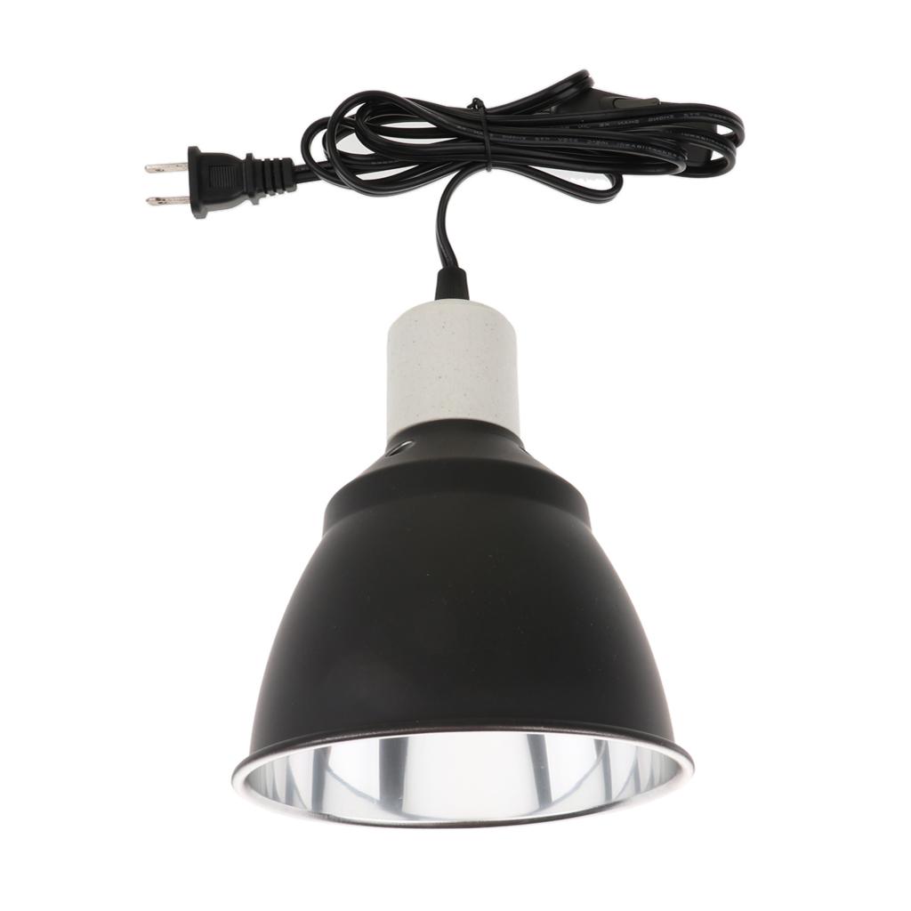 Dome Lamp Fixture for Reptiles Amphibians Poulty Heat Lamp UVA UVB Bulb Halogen Bulb & Habitat Lighting Holder 110-120V US Plug