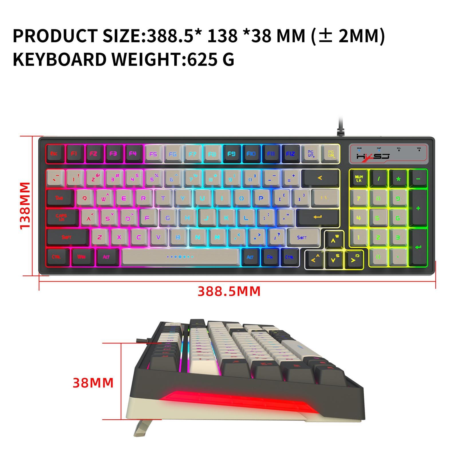 Compact 96 Keys Wired Mechanical Keyboard RGB Backlight Computer Keypad