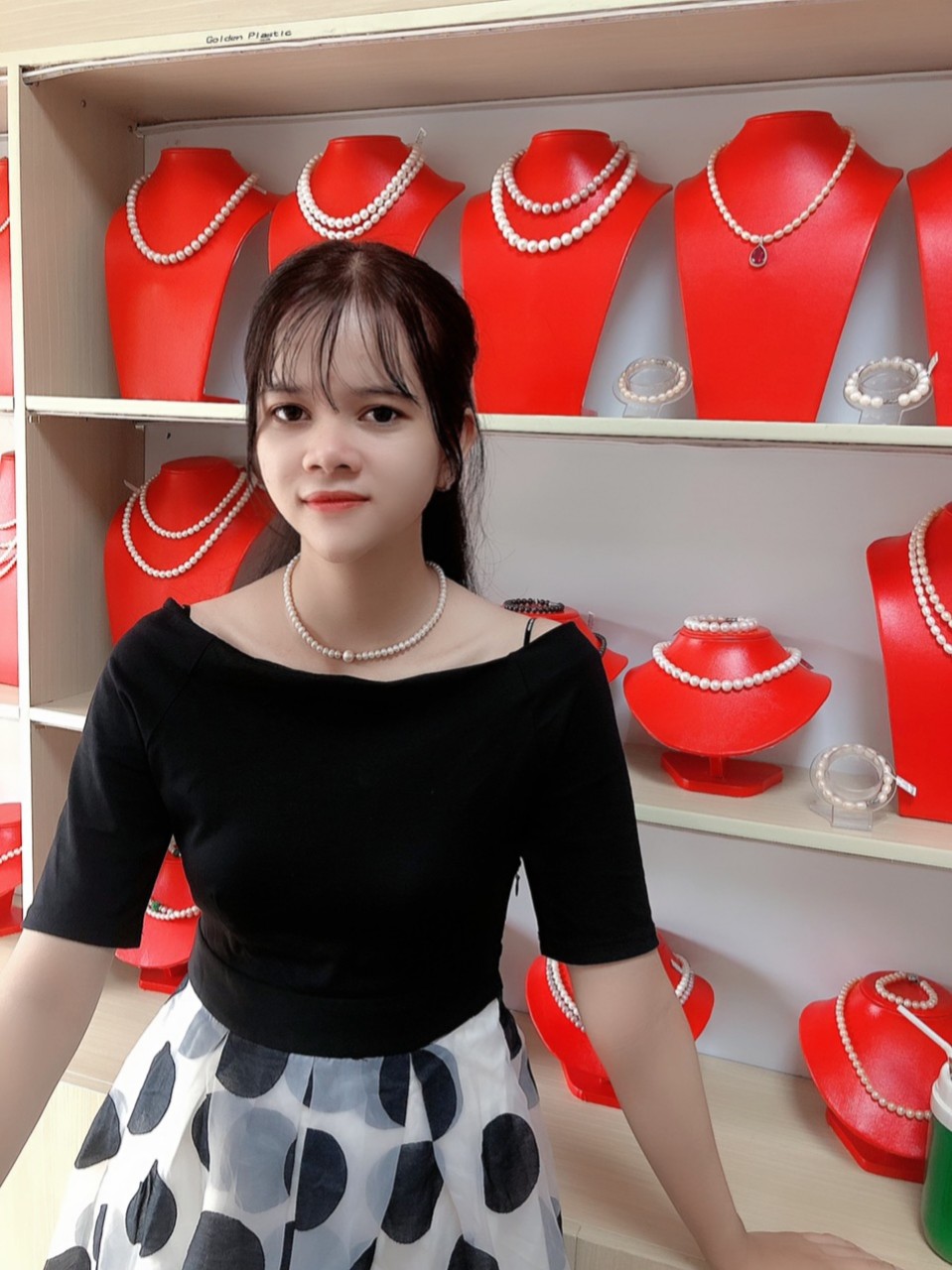 Chuỗi cổ ngọc trai cao cấp hình ovan 5li