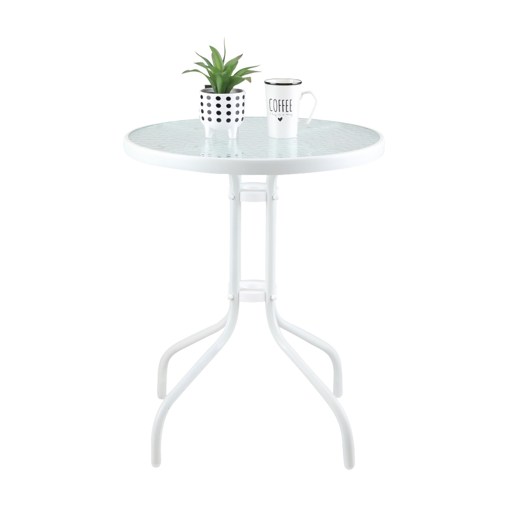 [Miễn Phí Vận Chuyển &amp; Lắp Đặt] Bàn Ngoài Trời Tosca Màu Nâu Trắng, Mặt Kính Cường Lực, Khung Thép Chắn Chắn Bền Bỉ | Index Living Mall | Nội Thất Nhập Khẩu Thái Lan - Phân Phối Độc Quyền Tại Việt Nam