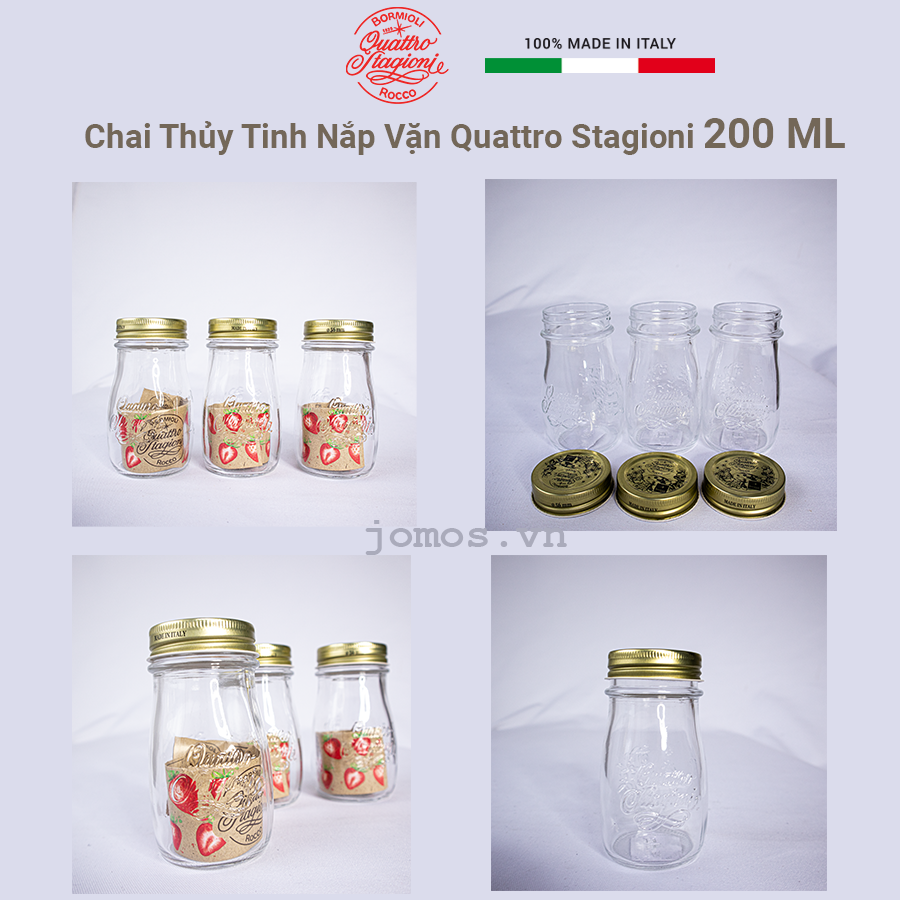 Chai Thủy Tinh Nắp Vặn Quattro Stagioni -  Bormioli Rocco Italy TT.QC Thủy Tinh Ý Không Chì TT.QC