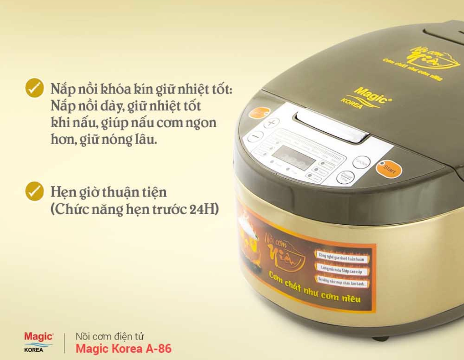 Nồi Cơm Điện Tử MAGIC KOREA A-86 Đa Năng Dung Tích 2L Công Suất 900W - Hàng Chính Hãng