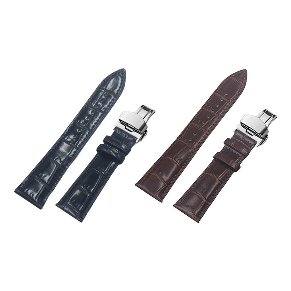 Watch Band Deployment Buckle Leather Padded Replacement Strap