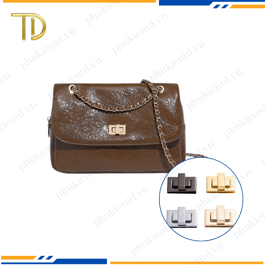 Khóa gài túi xách, Khóa xoay túi xách, Khóa kim loại hình chữ nhật túi xách mạ điện độ bền 5-8 năm