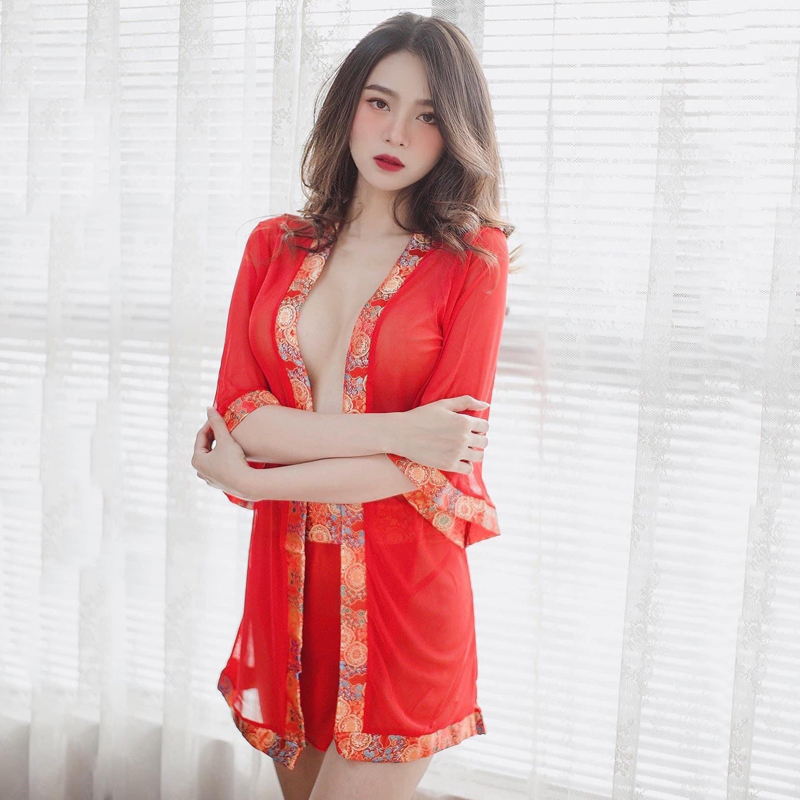 Áo choàng ngủ kèm bra và Chip lọt khe sexy cao cấp Q37 - Set ngủ kèm bra và chip gợi cảm - Set kèm áo choàng bra và chip lọt khe