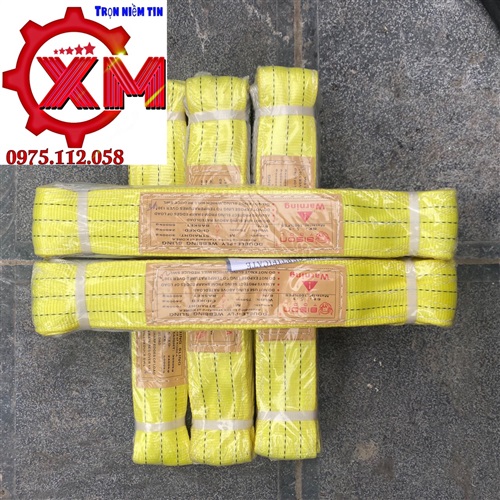 Dây cáp vải cẩu hàng bản dẹp 3 tấn 2 đầu mắt-dây bẹ 3 tấn