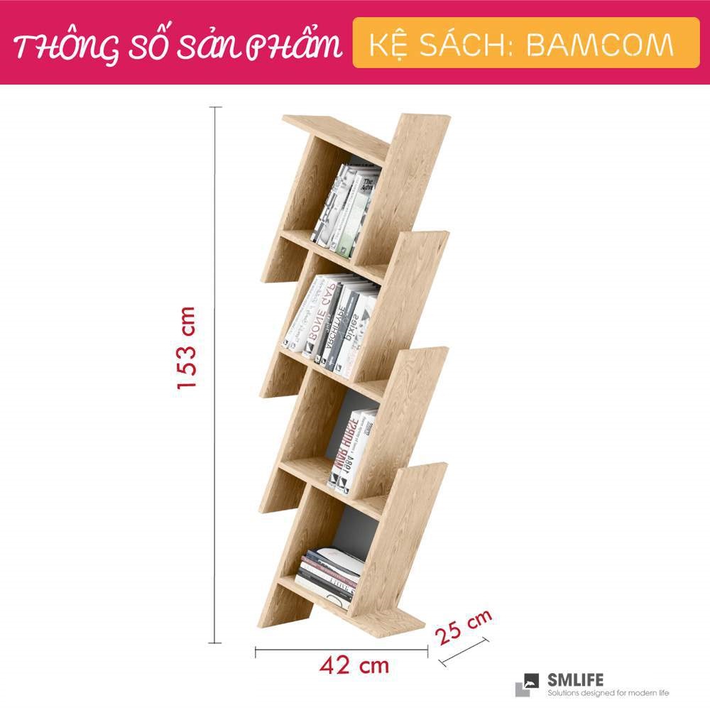 Giá sách hiện đại bằng gỗ công nghiệp cao cấp SMLIFE Bamcom