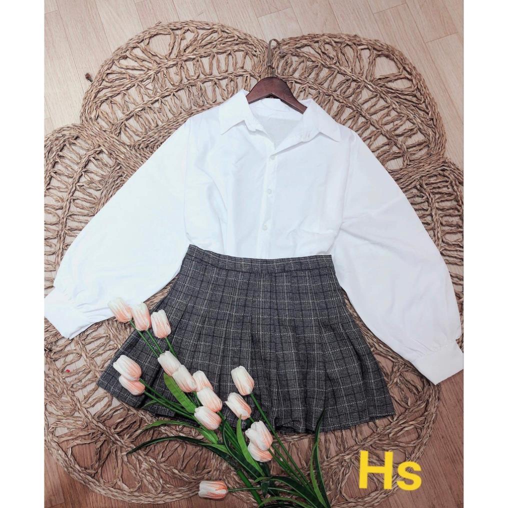 Áo Sơ Mi Nữ Trắng Tay Bồng , Áo SơMi Dáng Rộng Dài Tay F003 - zeni69 store