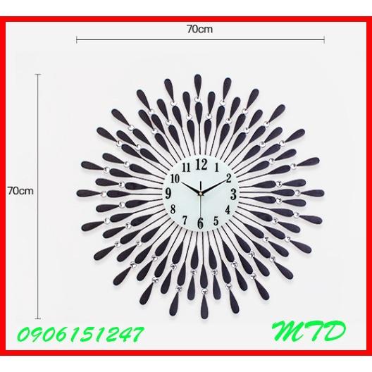 Đồng hồ treo tường trang trí decor MTD giọt nước Mặt Trời Đen kích thước 70 x 70 cm