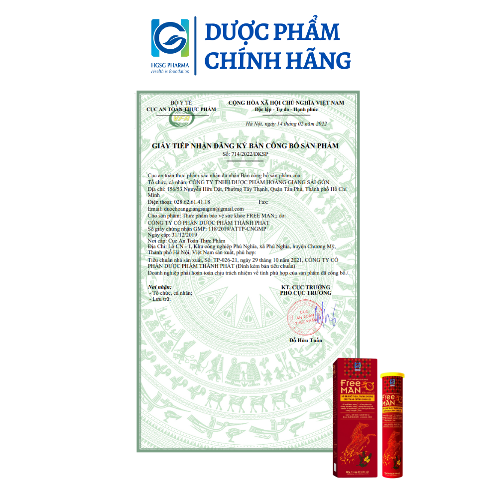 Viên uống tăng cường sinh lực Free Man