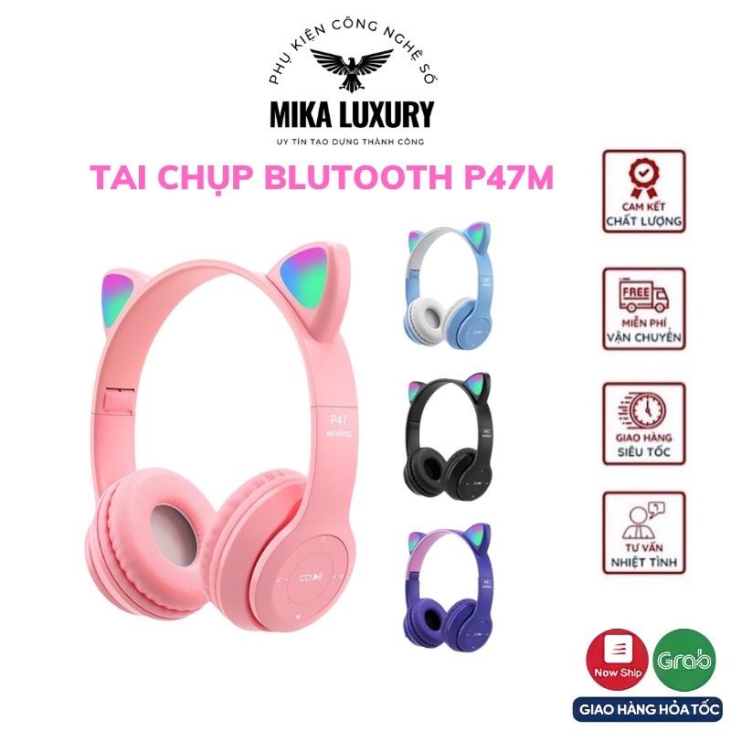 Tai bluetooth Chụp Tai P47M Lắp được thẻ nhớ Âm Thanh Đỉnh Cao Nghe Gọi Rõ Nét Phù Hợp Cả Nam Và Nữ Bảo Hành 06 Tháng