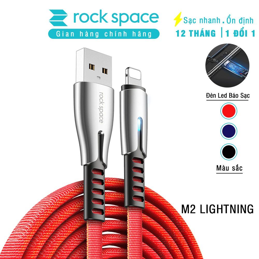 Dây Sạc Rockspace M2 dành cho Iphone , sạc nhanh có đèn LED dây dù chống rối - Hàng chính hãng bảo hành 1 năm