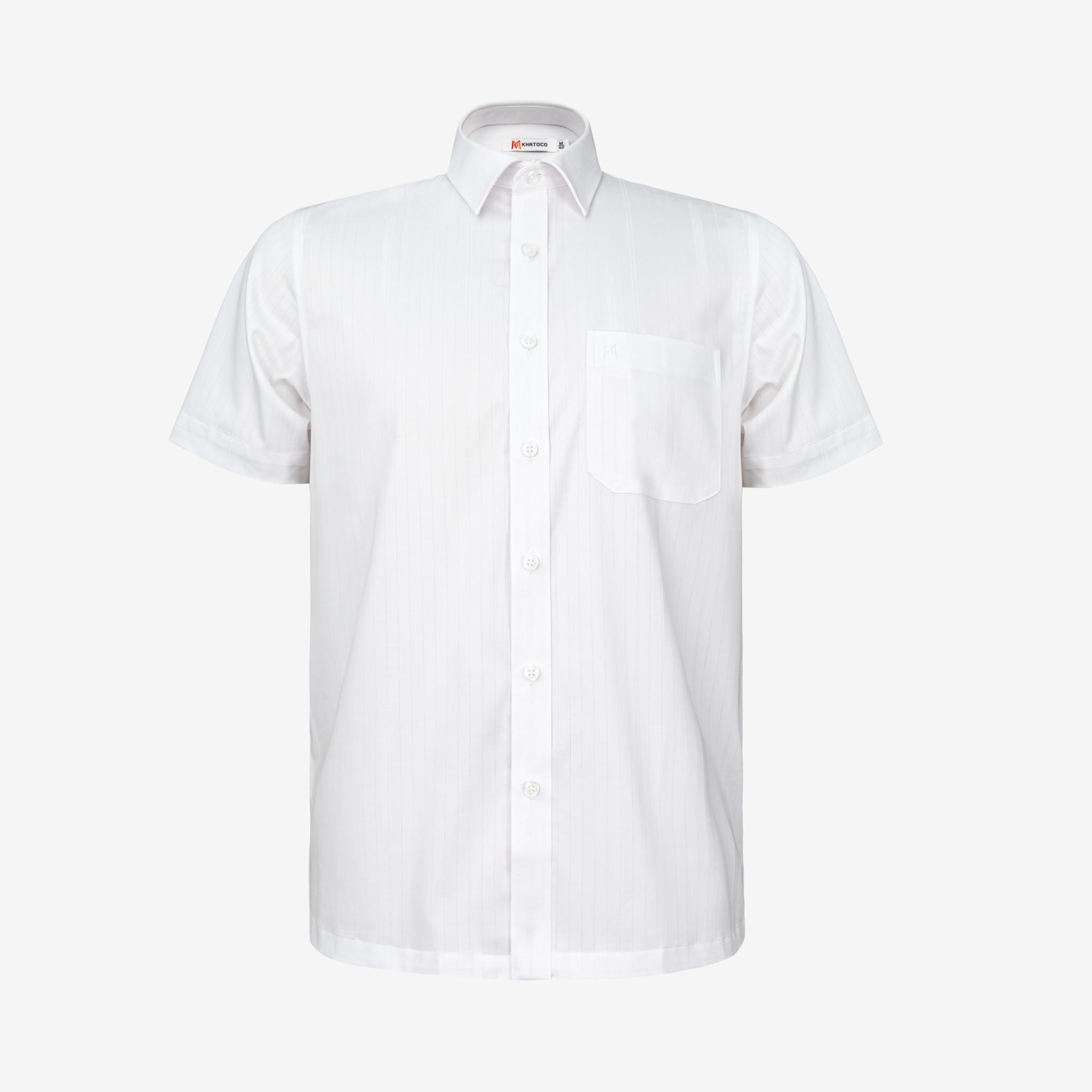 Áo sơ mi nam KHATOCO Tailor Fit ngắn tay A1MN498T2-CNTR757-2704-N