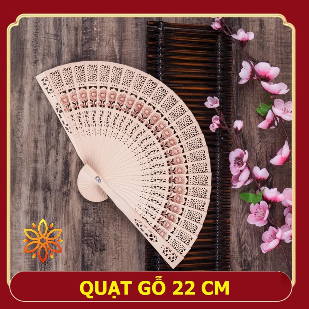 Quạt Gỗ 22cm Phong Thủy Liên Hoa