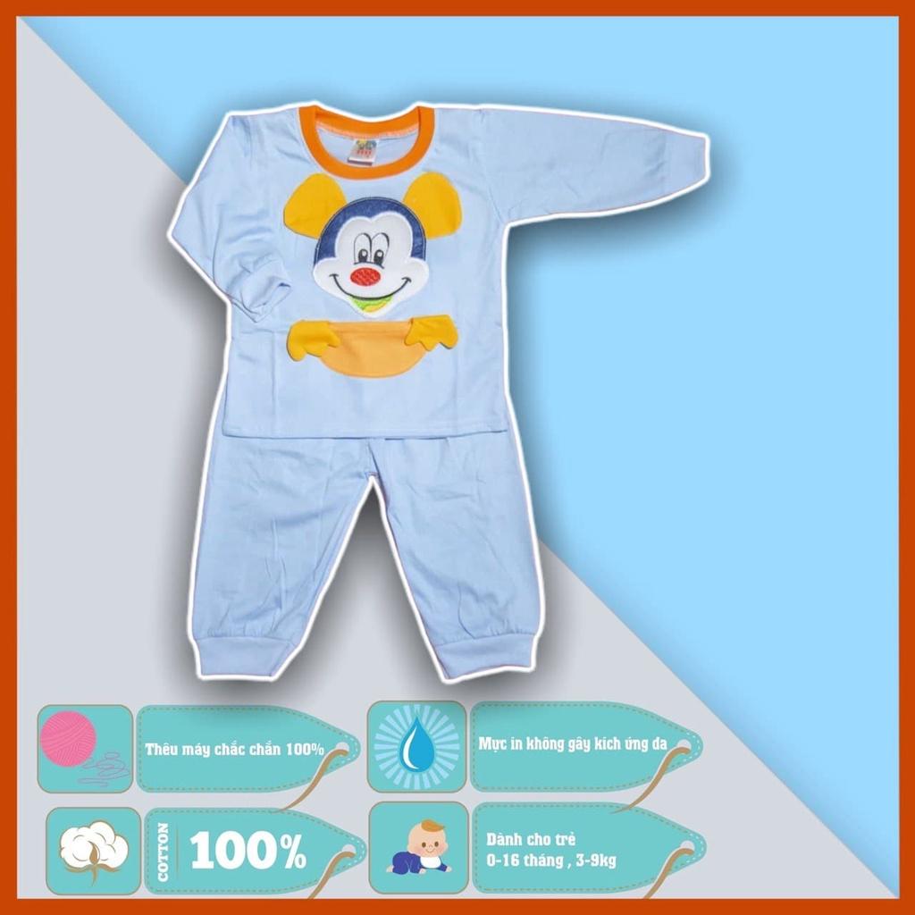 Set áo quần trẻ em sơ sinh HÀNG SẴN thêu chuột mickey - 5 màu - dành cho trẻ 3 - 9kg - cotton 100%