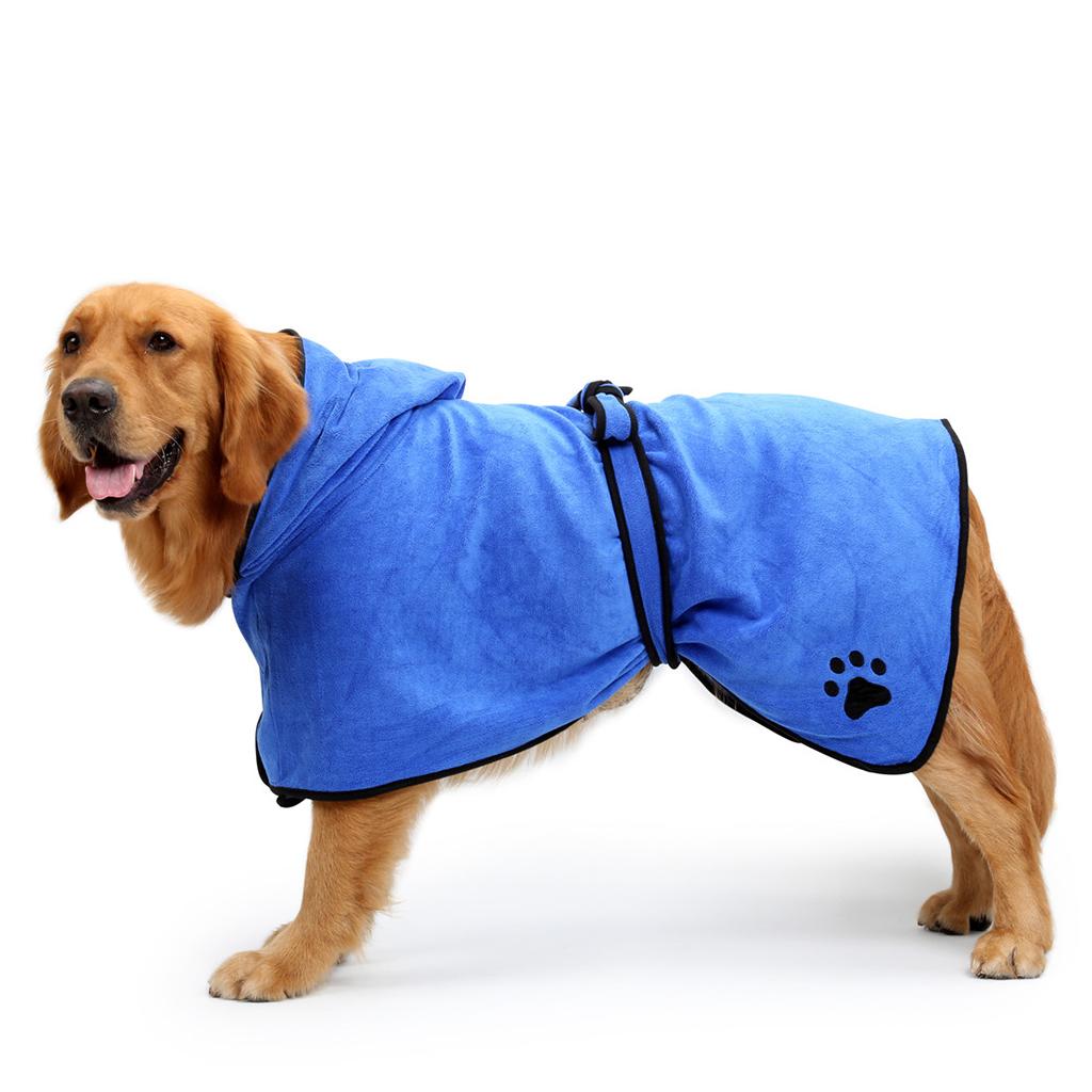 Dog Drying Towel Robe Dog Bathrobe Soft Super Absorbent Blue/Brown