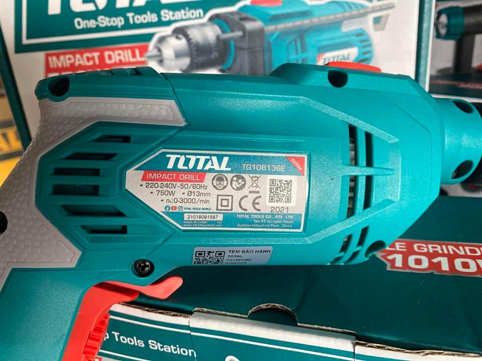 MÁY KHOAN ĐIỆN 750W TOTAL TG108136E - HÀNG CHÍNH HÃNG