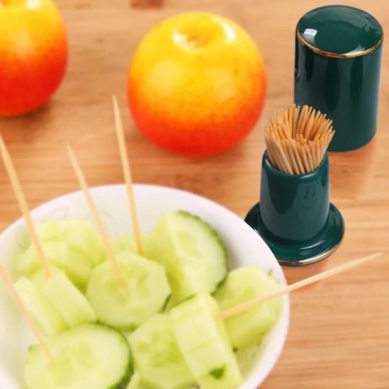 Hộp tăm sứ viền vàng