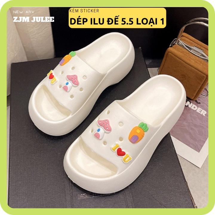 Dép bánh mì độn đế ILU kèm sticker đế 5.5cm êm chân - dép ulzzang nữ cao cấp 2022