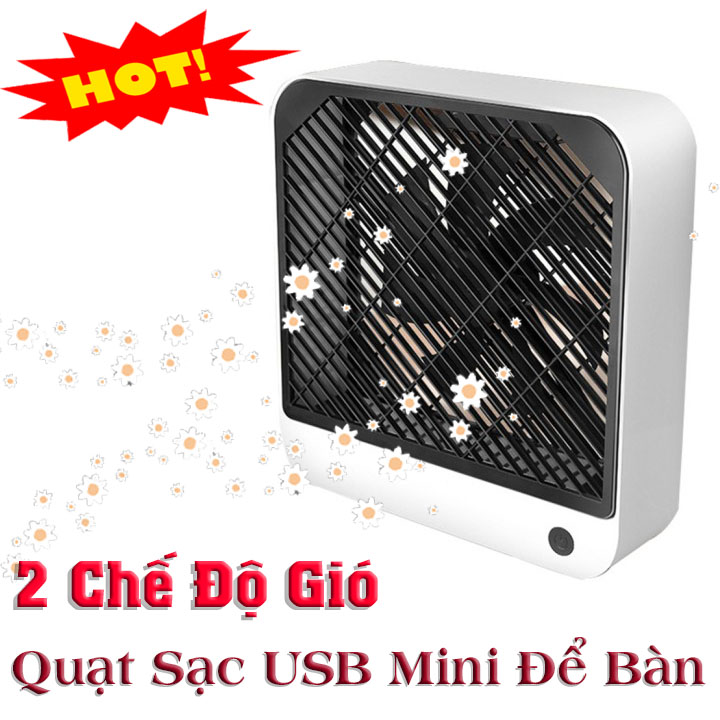 Quạt mini Sạc Usb Để Bàn 2 Chế Độ Gió , Sử Dụng Động Cơ Không Chổi Than Siêu Bền