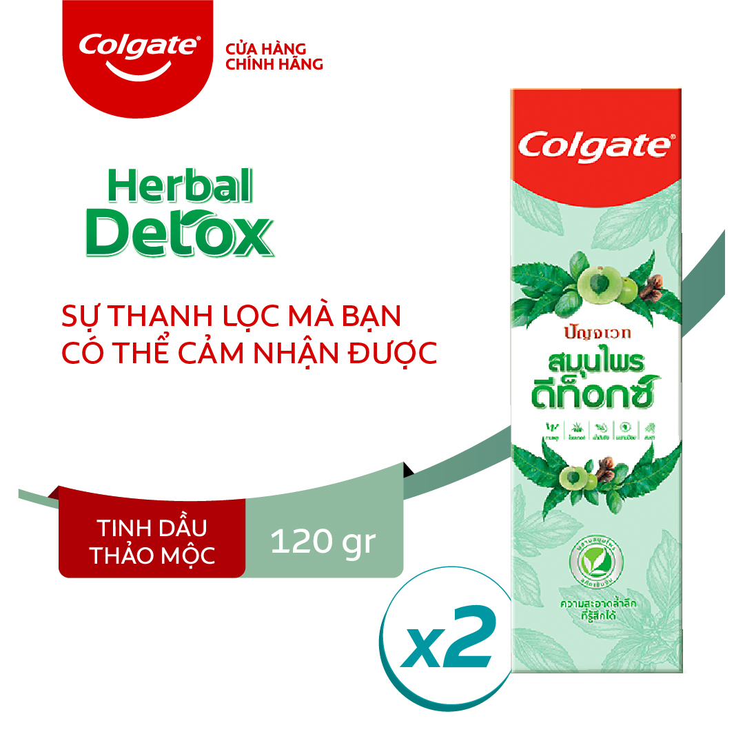 Bộ 2 kem đánh răng Colgate thảo mộc thiên nhiên Herbal Detox 120g/tuýp