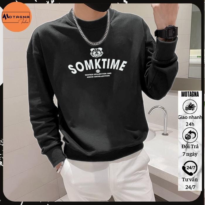 Áo thu đông nam dáng ôm, Áo nỉ nam chất đẹp cổ tròn dáng ôm in SOMKTME mã NZ693