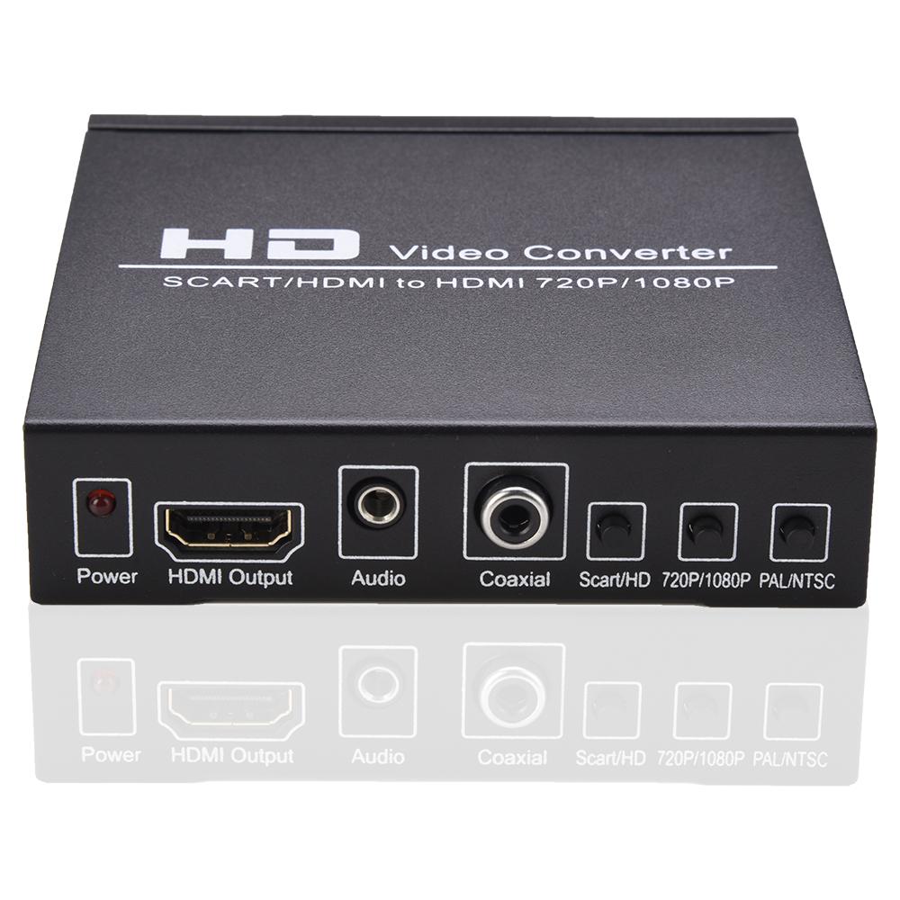 SCART/HD to HD Video Converter Support 720P/1080P Switch PAL/NTSC Switch SCART HD Input HD 3.5mm Audio Coaxial Output
