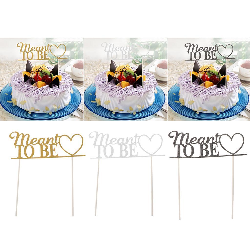 Glitter Paper Meant to Be Heart Cake Topper Wedding Party Cake Decor