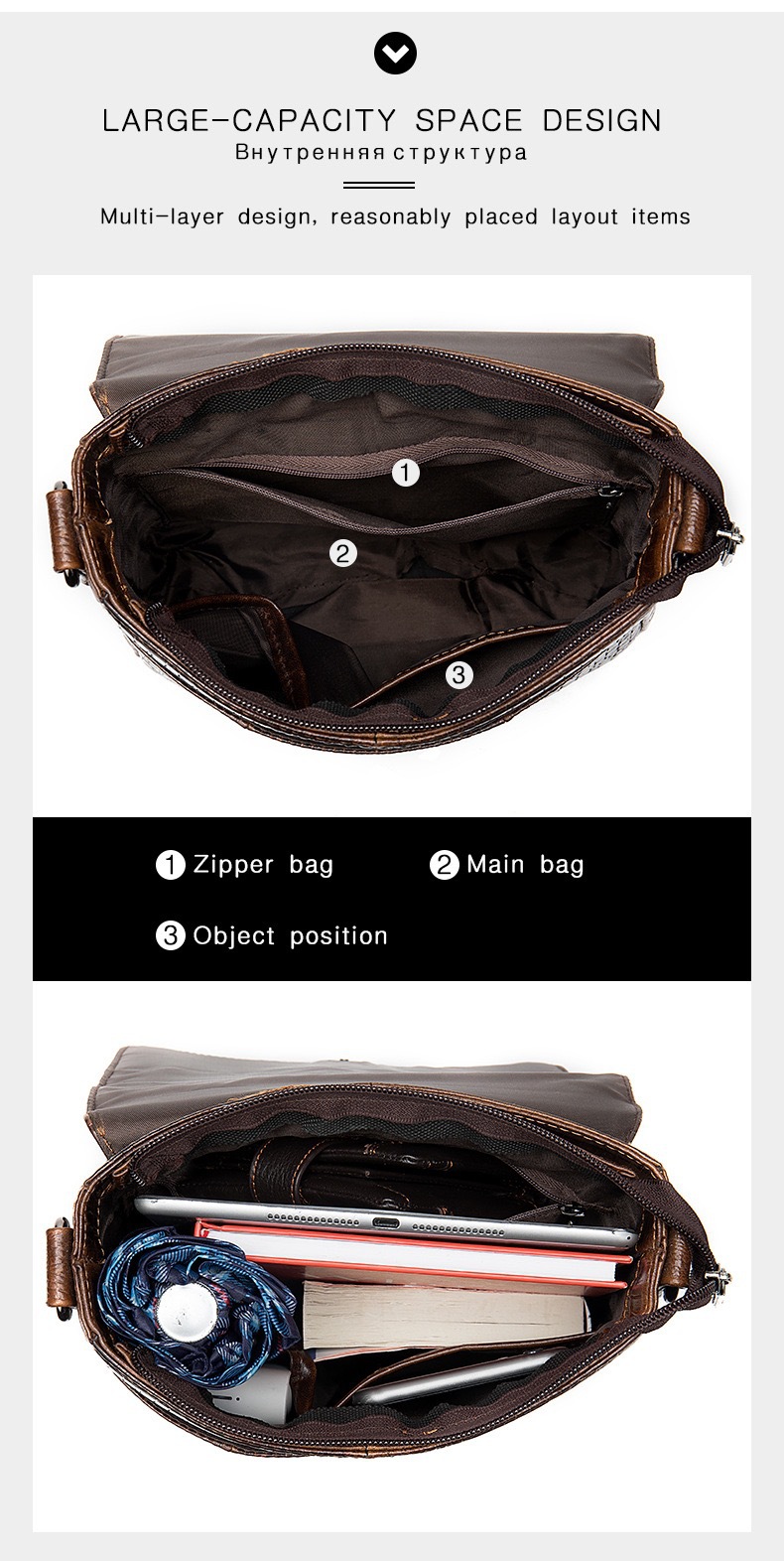 Túi đeo chéo nam DA BÒ THẬT phong cách mới - BEE GEE DCN9369