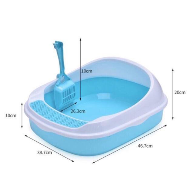 Khay vệ sinh vuông lớn có thành cao cho mèo size đại XL (tặng kèm xẻng)