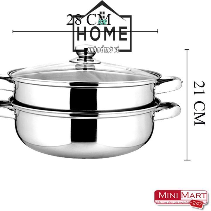 Nồi Hấp 2 Tầng Inox Kèm Xửng 28cm