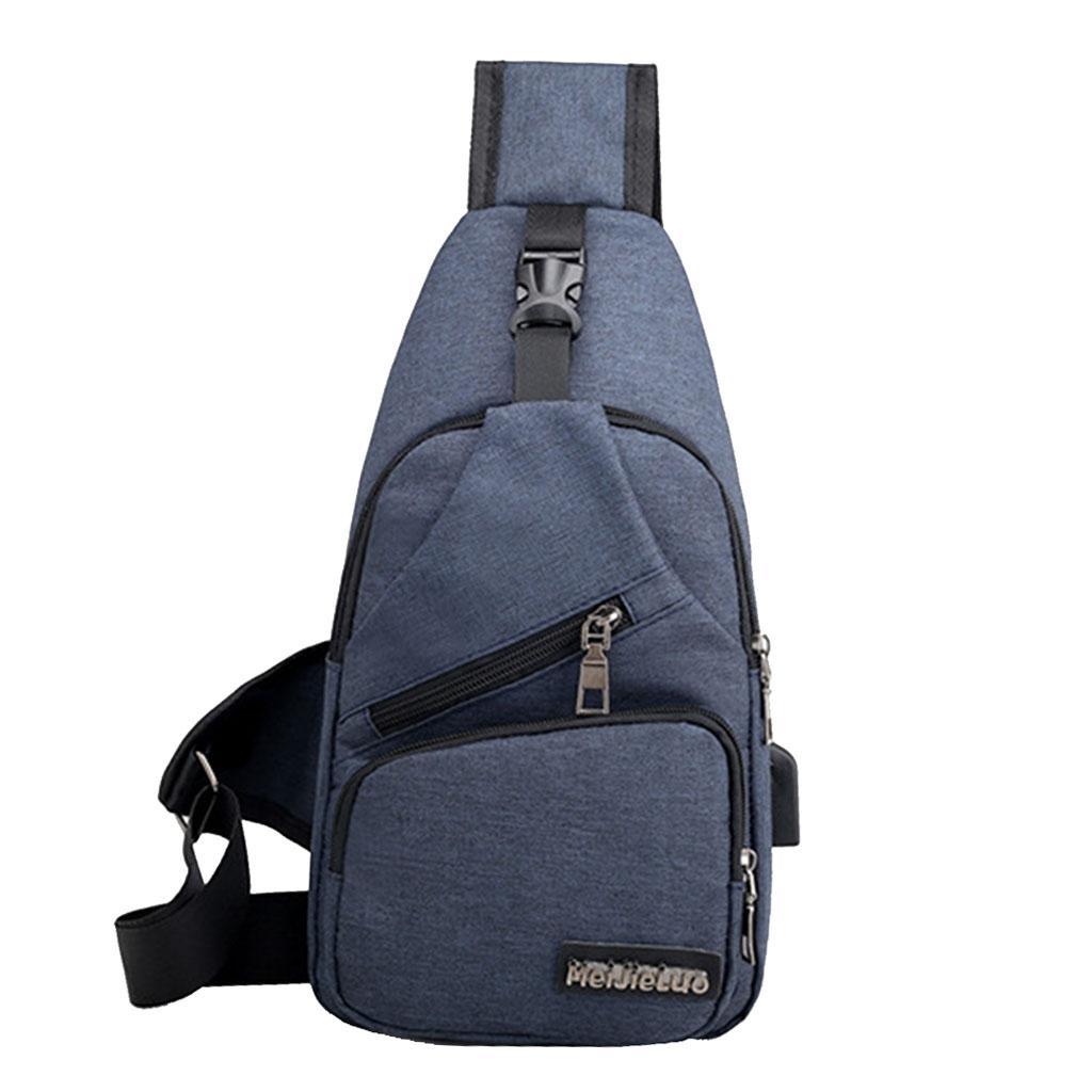 2pcs Fashion Men Sling Chest Bag Shoulder Bag USB Port Daypack
